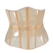 BYHONG Mesh Corset Waist Trainer for Women - Underbust Corset Lace Up Medium Length Fishbone Strap Waist Closure Thin Waistband Corset Dress for Women Beige Corset XXS